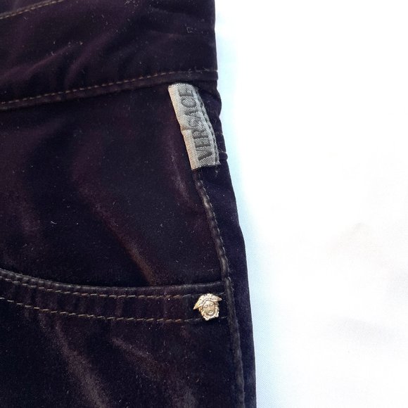 Auc Versace Vintage High Waist Black Velvet Medusa Head jeans - Picture 11 of 15